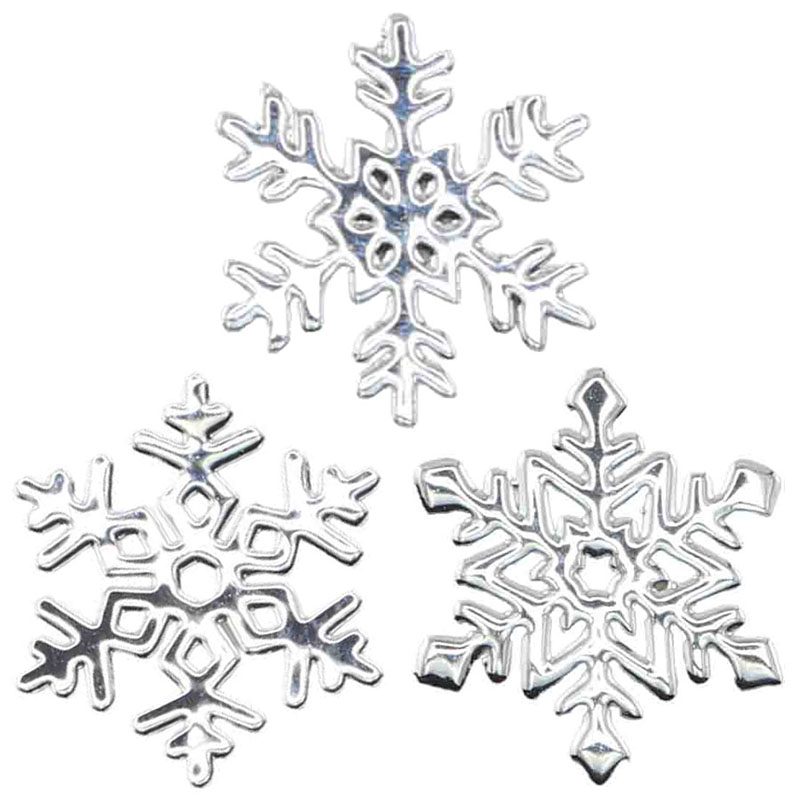 メタルプレート スノーフレーク 3種MIX シルバー【ゆうパケット】