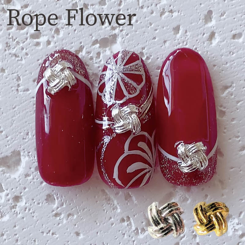 Rope Flower シルバー 5個入【お取り寄せ】【ゆうパケット】