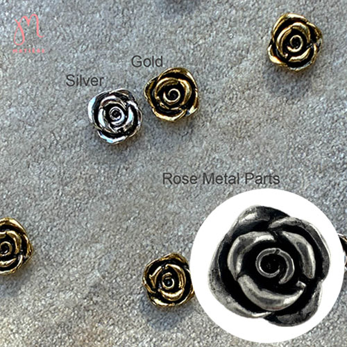 メタルパーツローズ シルバー【ゆうパケット】