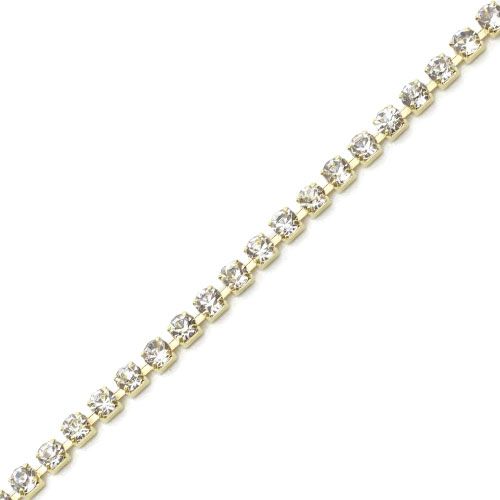 ゴールドラインストーンチェーン クリスタル 2mm【ゆうパケット】