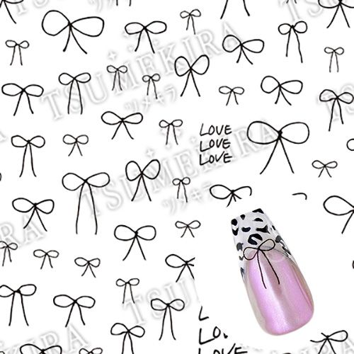 【es】手書きリボン 黒【ゆうパケット】