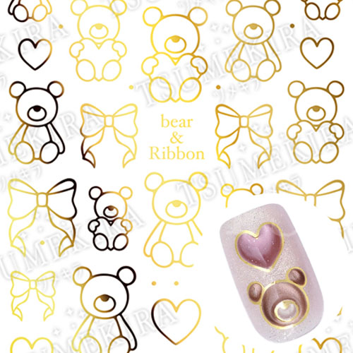 honchanプロデュース bear&Ribbon gold(ジェル専用)【ゆうパケット】