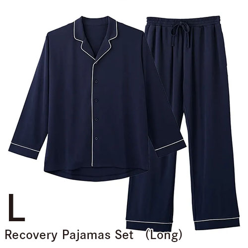 [欠品]ニューピース リカバリーパジャマ セット ロング L ネイビー【お取り寄せ】
