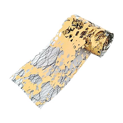 メッシュ&箔 ブラックネット×オレンジゴールド(カットタイプ)【お取り寄せ】