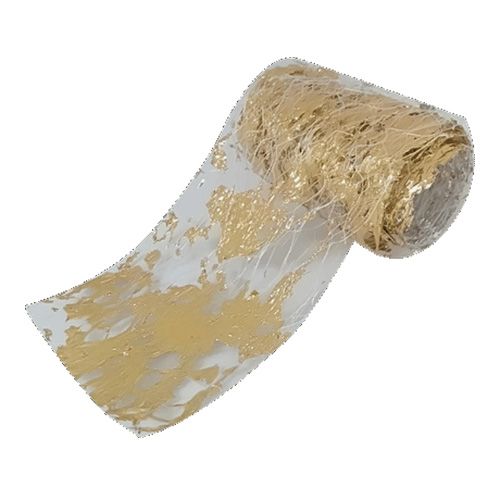 [欠品]メッシュ&箔 ホワイトネット×イエローゴールド箔(カットタイプ)【お取り寄せ】