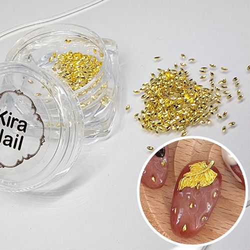 [欠品]リーフ型くりぬきスタッズ 1.0mm×2.0mm ゴールド 500個入り【お取り寄せ】【ゆうパケット】