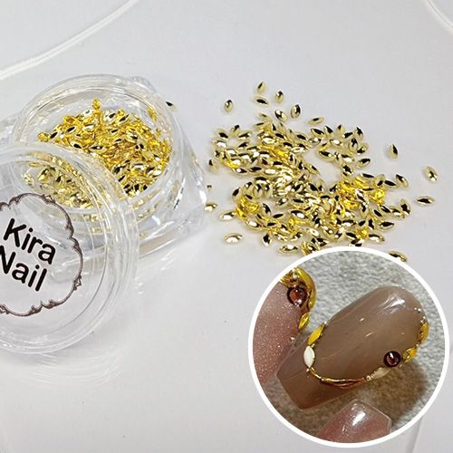 リーフ型くりぬきスタッズ 1.5mm×3.0mm ゴールド 500個入り【お取り寄せ】【ゆうパケット】