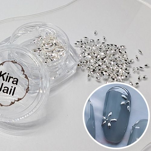 リーフ型くりぬきスタッズ 1.5mm×3.0mm シルバー 500個入り【お取り寄せ】【ゆうパケット】