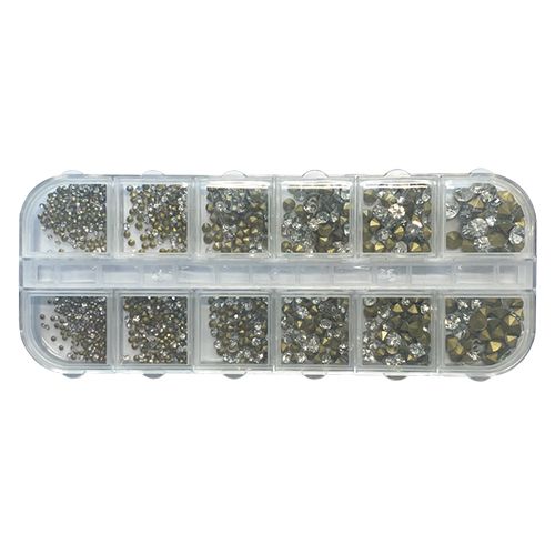 Vカットガラスストーン12サイズセット クリスタル【ゆうパケット】