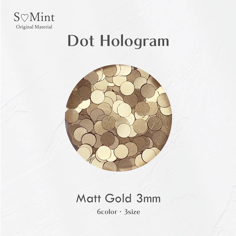 Dot Hologram 15.Matt Gold 3mm【ゆうパケット】