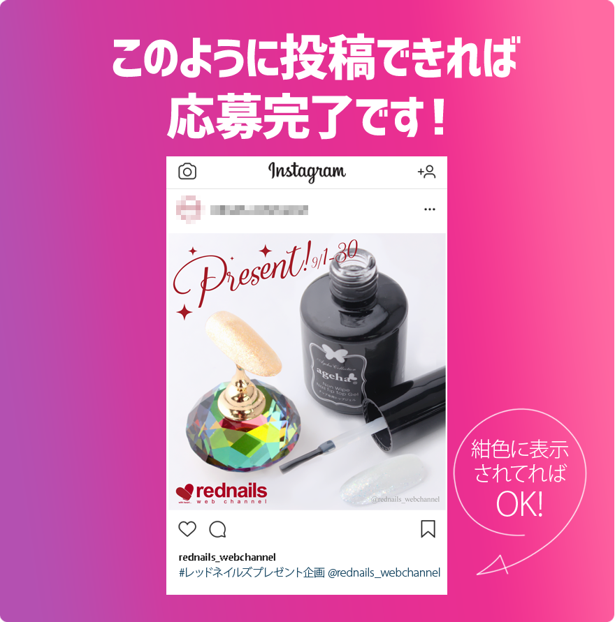 このように投稿できれば応募完了!